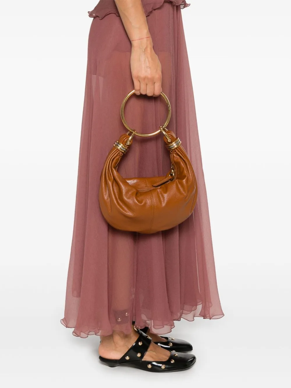 Small Bracelet Hobo Bag in Clay Brown
